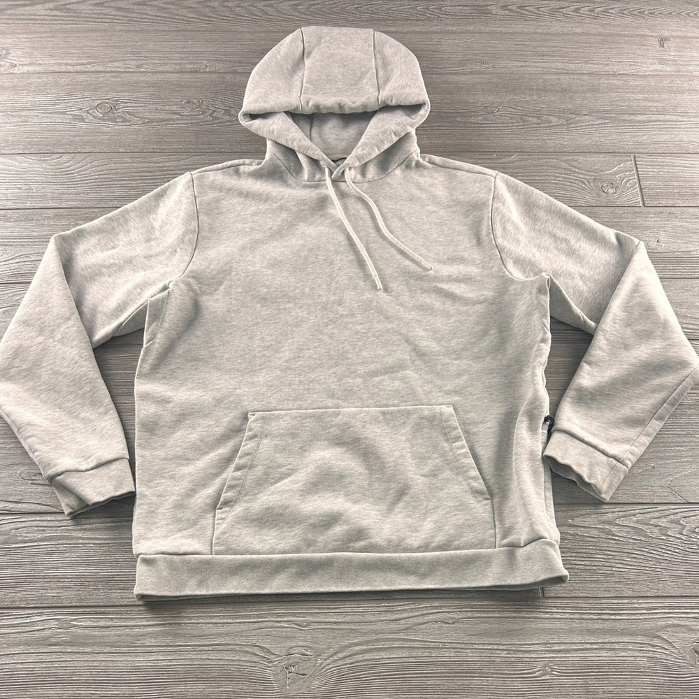 Hill City Mens Fleece Lined Hoodie Heather Gray Side Zip Sweatshirt Medium M